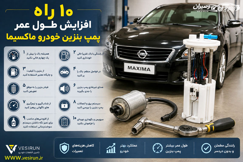 ۱۰ راه افزایش طول عمر پمپ بنزین خودرو ماکسیما